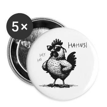 hahnsi hahn hans hansi johann name - Buttons groß 56 mm (5er Pack) - Weiß - Vorne