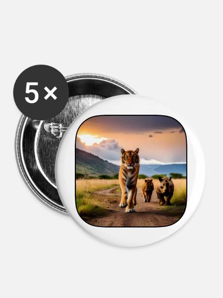 afrikan tiefer - Buttons groß 56 mm (5er Pack) - Weiß