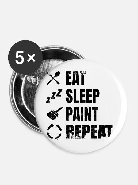 Maler Zeitplan - Buttons groß 56 mm (5er Pack) - Weiß
