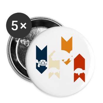 Vintage Retro Schildkröte Geschenkidee - Buttons groß 56 mm (5er Pack) - Weiß - Vorne