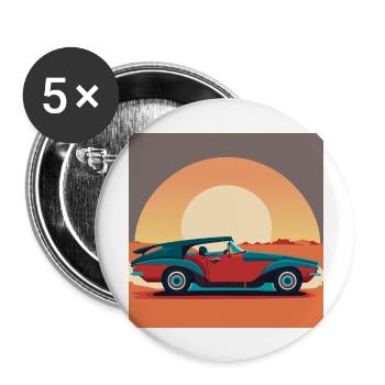 Oldtimer / Auto / Sonnenuntergang - Buttons groß 56 mm (5er Pack) - Weiß - Vorne
