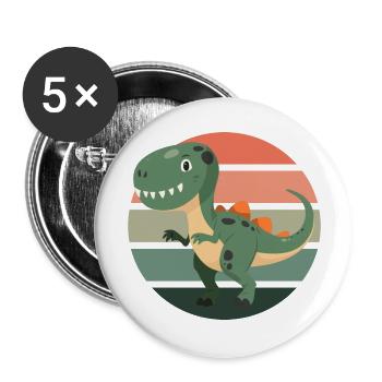 Dinosaure de dessin animé - Lot de 5 grands badges (56 mm) - blanc - Devant