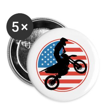 Motocross USA Flag - Buttons large 2.2''/56 mm (5-pack) - white - Front