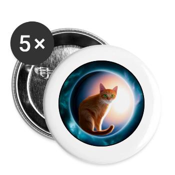 Katzen im kosmischen Orbit - Buttons groß 56 mm (5er Pack) - Weiß - Vorne