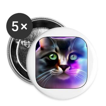 Neonkatze Farbenspiel Portrait - Buttons groß 56 mm (5er Pack) - Weiß - Vorne