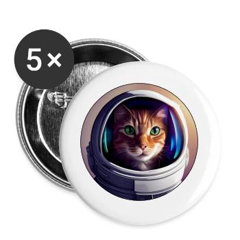 Space cat in helmet - Buttons large 2.2''/56 mm (5-pack) - white - Front