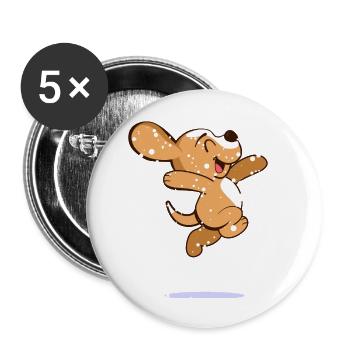 Glücklicher Beagle im Schnee - Buttons groß 56 mm (5er Pack) - Weiß - Vorne