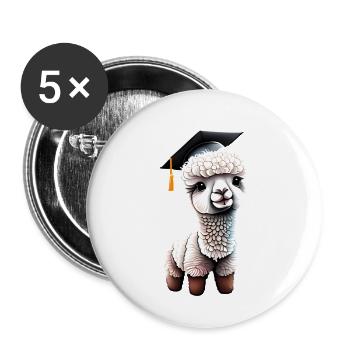 Bachelor Alpaka Studium Schulabschluss Absolvent - Buttons groß 56 mm (5er Pack) - Weiß - Vorne