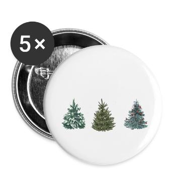 Weihnachtsbaum - Buttons groß 56 mm (5er Pack) - Weiß - Vorne