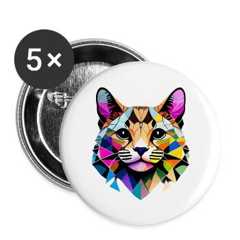 Cat Owner, Pet, Cat, Domestic Cat, Kitten - Buttons large 2.2''/56 mm (5-pack) - white - Front