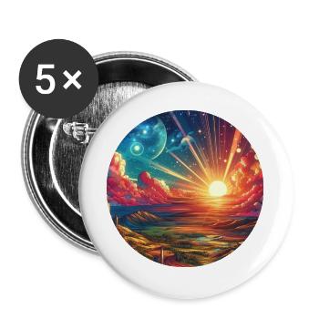Landscape Colorful Epic Mountains Clouds Comic - Buttons large 2.2''/56 mm (5-pack) - white - Front