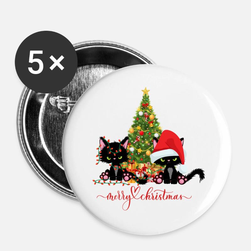 Christmas Cats - Buttons large 2.2''/56 mm (5-pack) - white
