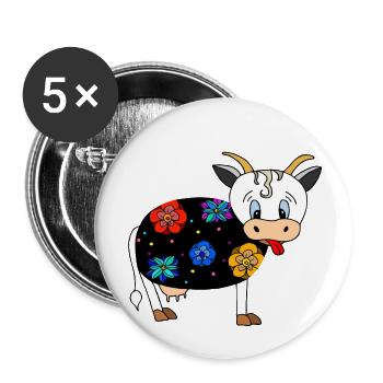 Kuh - Buttons groß 56 mm (5er Pack) - Weiß - Vorne