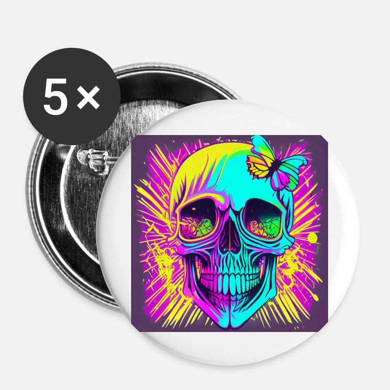 Skull - Buttons large 2.2''/56 mm (5-pack) - white