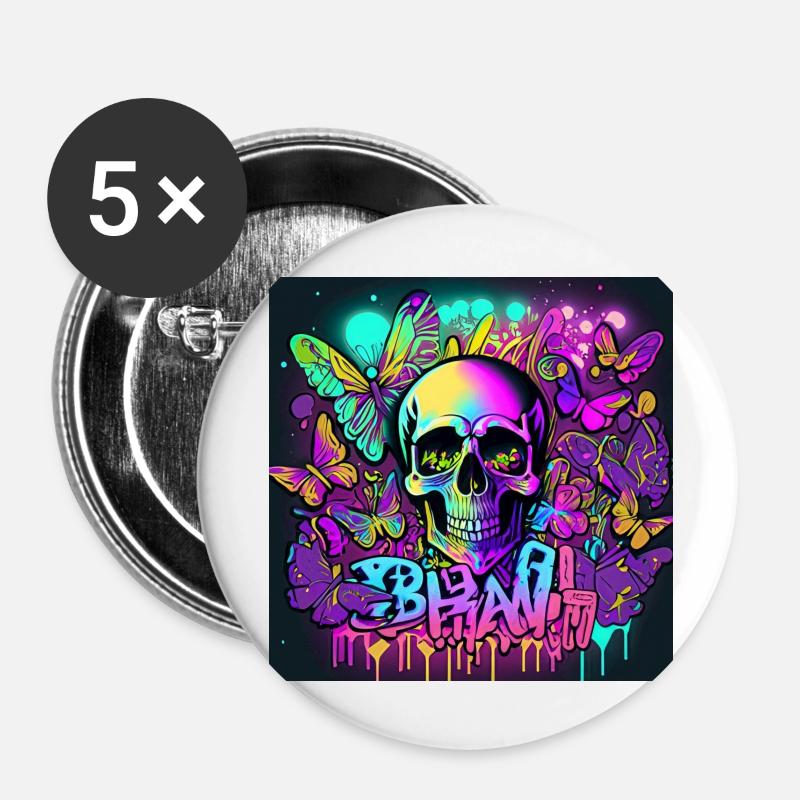 Skull - Buttons large 2.2''/56 mm (5-pack) - white
