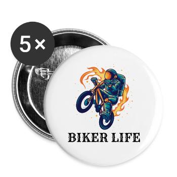 Cosmic Biker - Buttons large 2.2''/56 mm (5-pack) - white - Front