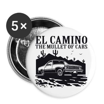 El Camino Der Vokuhila unter den Autos - Buttons groß 56 mm (5er Pack) - Weiß - Vorne