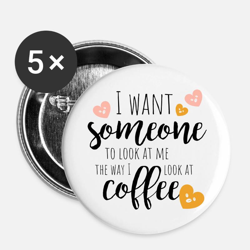 Coffee Love - Buttons large 2.2''/56 mm (5-pack) - white
