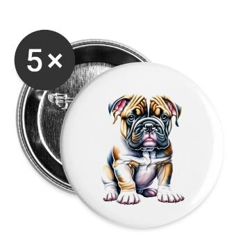 Dog Owner English Bulldog Dog Mastiff Dogs - Buttons large 2.2''/56 mm (5-pack) - white - Front