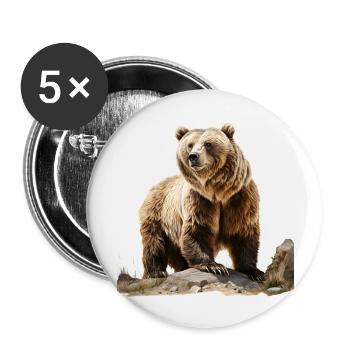 Brown bears are large, formidable predators - Buttons large 2.2''/56 mm (5-pack) - white - Front