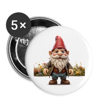 Humor in the garden with the garden gnome - Buttons large 2.2''/56 mm (5-pack) - white - Front
