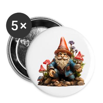 Gartenzwerge sind nicht nur dekorativ - Buttons groß 56 mm (5er Pack) - Weiß - Vorne