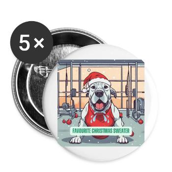 Die Jingle Bells - Doggy Edition - Buttons groß 56 mm (5er Pack) - Weiß - Vorne