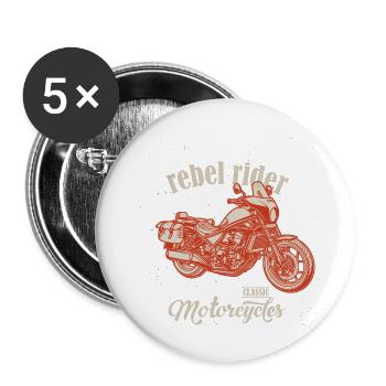 Chopper // Custom // Moto - Lot de 5 grands badges (56 mm) - blanc - Devant