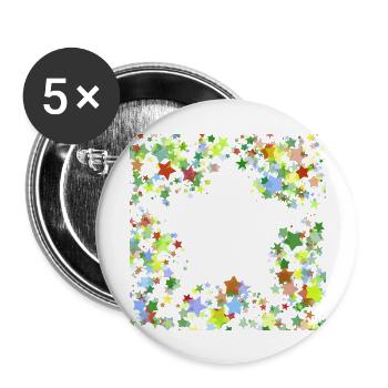 Sterne - Buttons groß 56 mm (5er Pack) - Weiß - Vorne