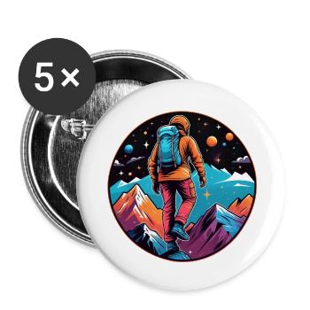 escalade - lune - espace - Lot de 5 grands badges (56 mm) - blanc - Devant