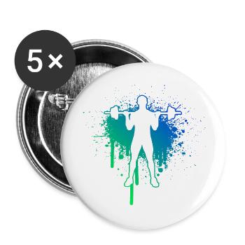 Musculation Haltérophilie Fitness Femmes Hommes - Lot de 5 grands badges (56 mm) - blanc - Devant