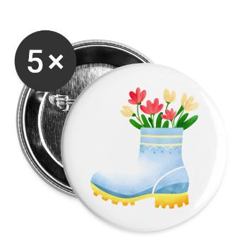 Flower Home Gardener Gardener Gift Flowers Garden - Buttons large 2.2''/56 mm (5-pack) - white - Front
