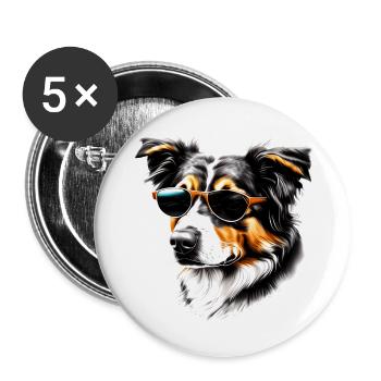 Australian Shepherd Dogs Dog Owner Dog - Buttons large 2.2''/56 mm (5-pack) - white - Front