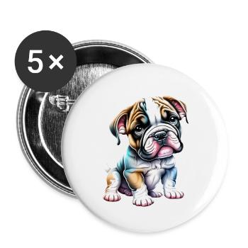 English Bulldog Dog Mastiff Dog Owner Dogs - Buttons large 2.2''/56 mm (5-pack) - white - Front