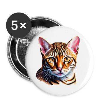 Bengal Cat Kitten Bengal Kitten Cat Owner - Buttons large 2.2''/56 mm (5-pack) - white - Front