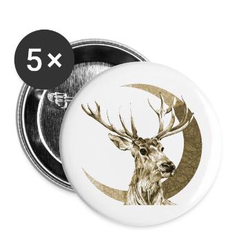 Cerf - Lot de 5 grands badges (56 mm) - blanc - Devant