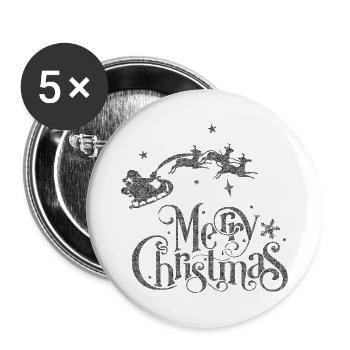 Noël Noël père Noël coquine vacances hiver - Lot de 5 grands badges (56 mm) - blanc - Devant