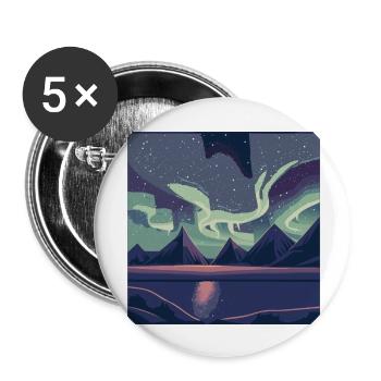 Polarlichter am Nachthimmel - Buttons groß 56 mm (5er Pack) - Weiß - Vorne