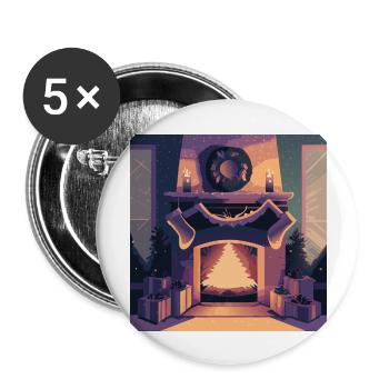 Weihnachtlicher Kamin - Buttons groß 56 mm (5er Pack) - Weiß - Vorne