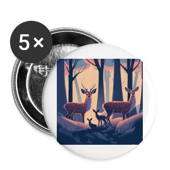 Reh Familie - Buttons groß 56 mm (5er Pack) - Weiß - Vorne
