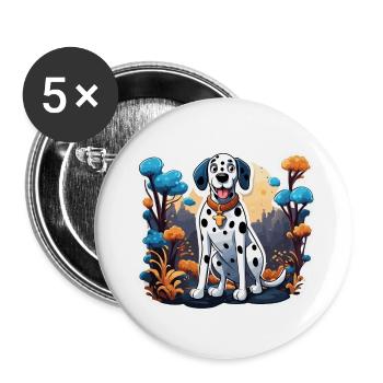 Dalmatian / Dog / Animal / Pet / Barking - Buttons large 2.2''/56 mm (5-pack) - white - Front