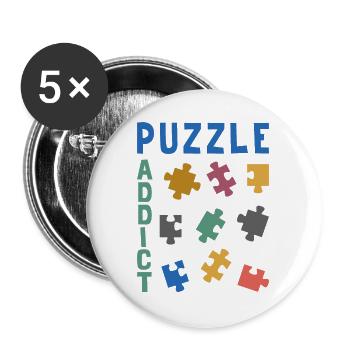 Puzzle addict - Buttons large 2.2''/56 mm (5-pack) - white - Front