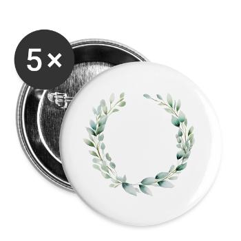 Half Wreath Elegant Eucalyptus Customizable - Buttons large 2.2''/56 mm (5-pack) - white - Front