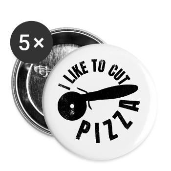 Funny Pizza Lover Quote - Buttons large 2.2''/56 mm (5-pack) - white - Front