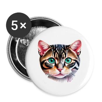 Domestic Cat, Cat, Pet, Cat Owner, Kitten - Buttons large 2.2''/56 mm (5-pack) - white - Front