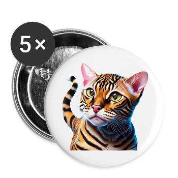 Bengal Cat Kitten Cat Owner Bengal Kitten - Buttons large 2.2''/56 mm (5-pack) - white - Front