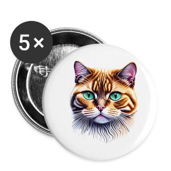 Domestic Cat Cat Cat Owner Pet Kitten - Buttons large 2.2''/56 mm (5-pack) - white - Front