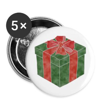 "Gift", Boho Line Art Design, Series "Xmas" - Buttons large 2.2''/56 mm (5-pack) - white - Front