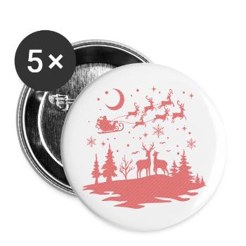 Noël Noël Père Noël vacances coquines hiver - Lot de 5 grands badges (56 mm) - blanc - Devant