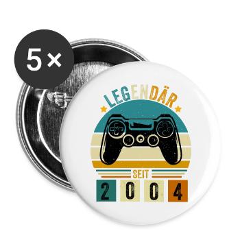 legendär seit 2004 konsole gamer 2004 - Buttons groß 56 mm (5er Pack) - Weiß - Vorne